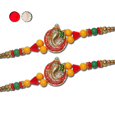 "Zardosi Rakhi - ZR-5570 A-Code036 (2 RAKHIS) - Click here to View more details about this Product
